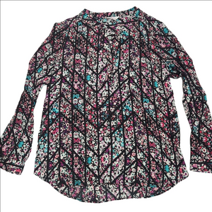 Candies Women’s XL Blouse Long Sleeve black, white, pink roll button sleeve